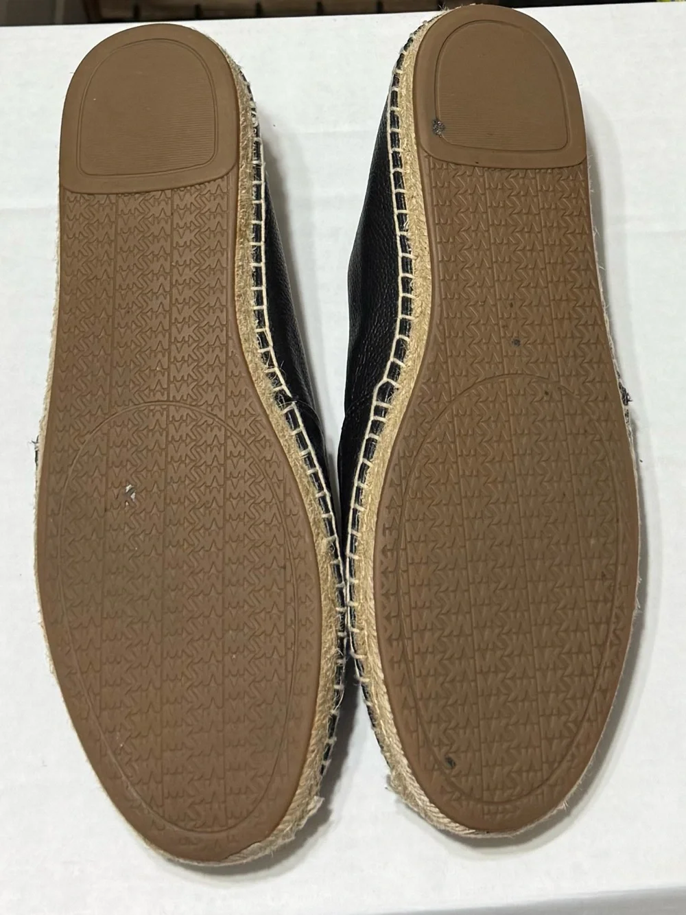 Michael Kors Black Leather Espadrille Slip-Ons with MK Logo size 8